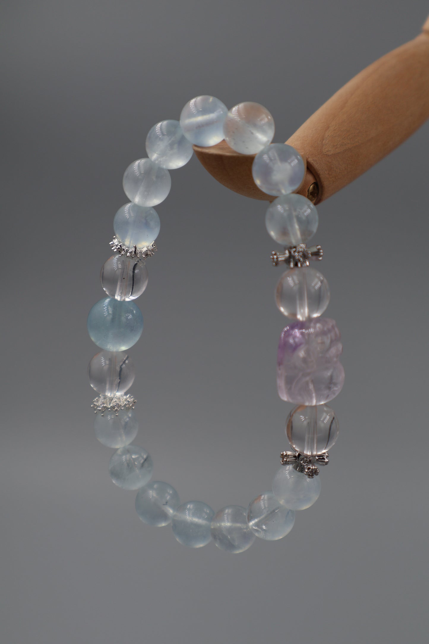 Aquamarine Bracelet paired with an Amethyst Pi Xiu