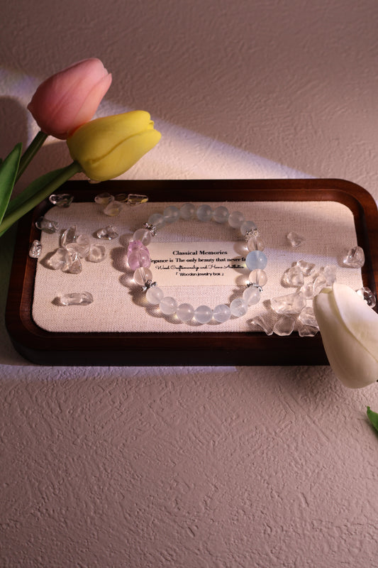 Aquamarine Bracelet paired with an Amethyst Pi Xiu