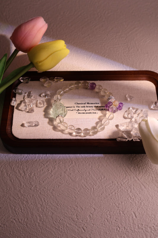 Citrine and Green Nine-Tailed Fox Fluorite Bracelet