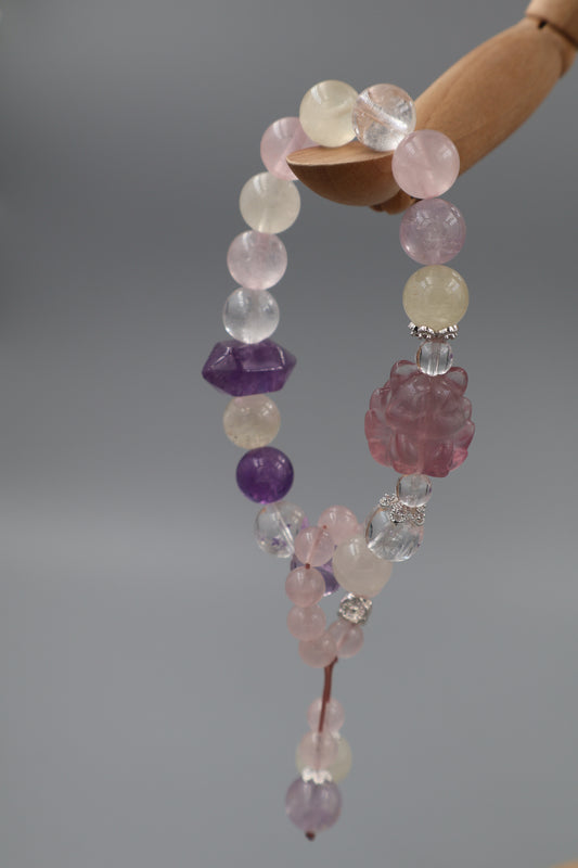Multi-Gemstone Crystal with Nine-Tailed fox Fluorite and Pendant