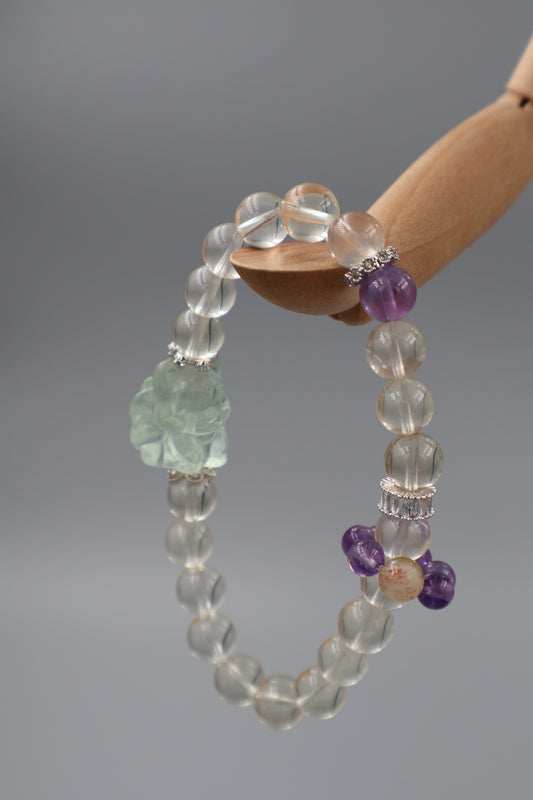 Citrine and Green Nine-Tailed Fox Fluorite Bracelet