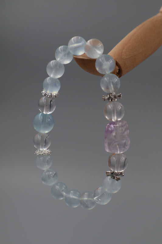 Aquamarine Bracelet paired with an Amethyst Pi Xiu